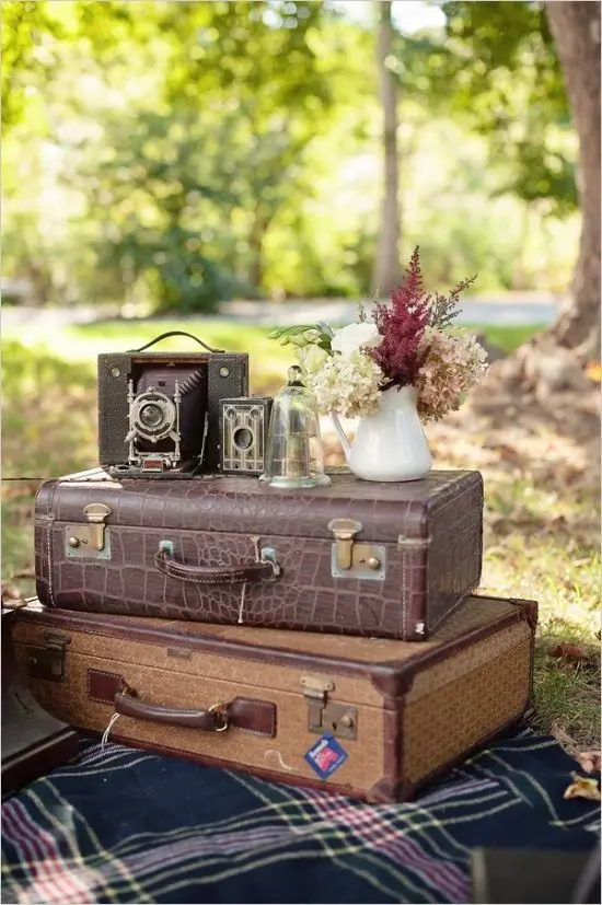 Download Background Image of Vintage Leather Suitcases
