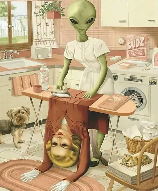 Image of Alien Ironing Human Skin