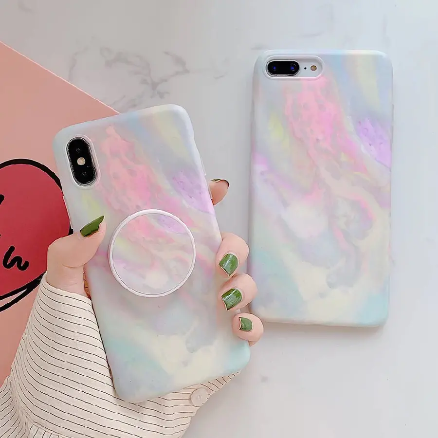iPhone Case with Pink Marble Design