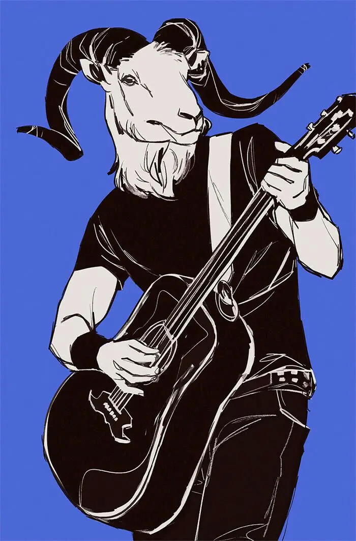 Download High-Quality Image of White Goat Guitarist