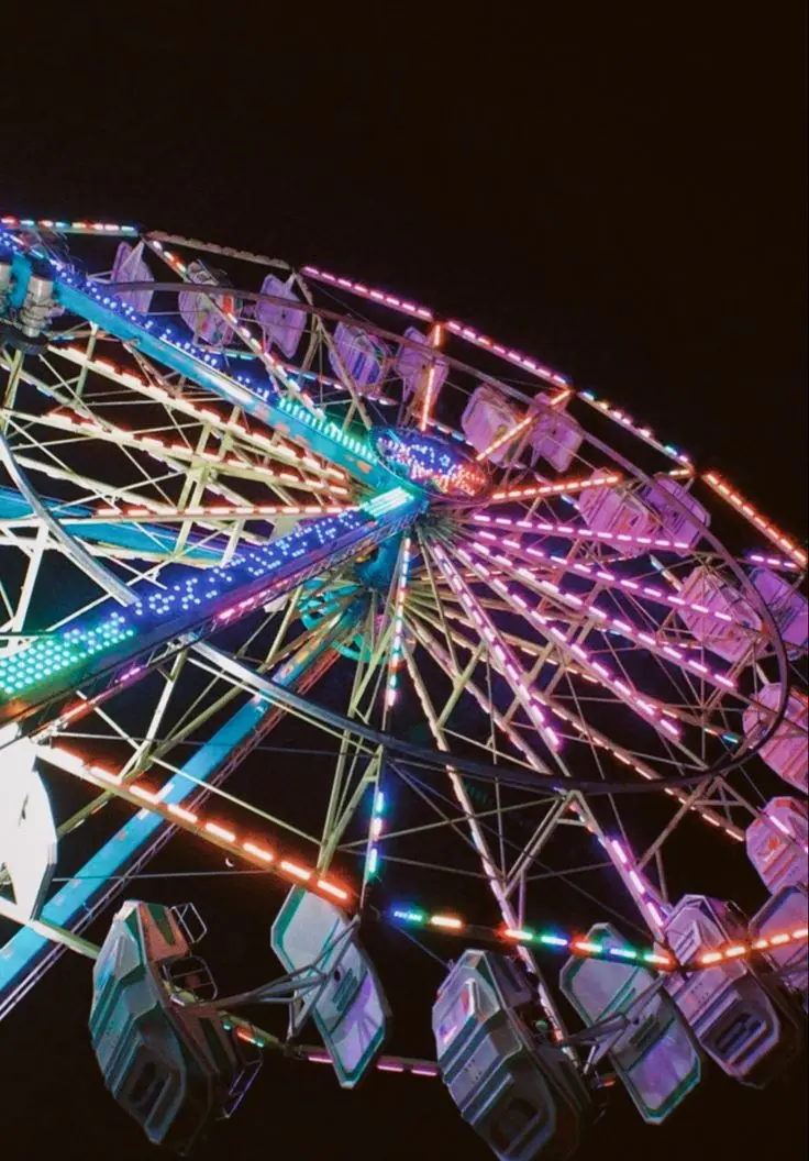 Download Colorful Ferris Wheel Image at Night