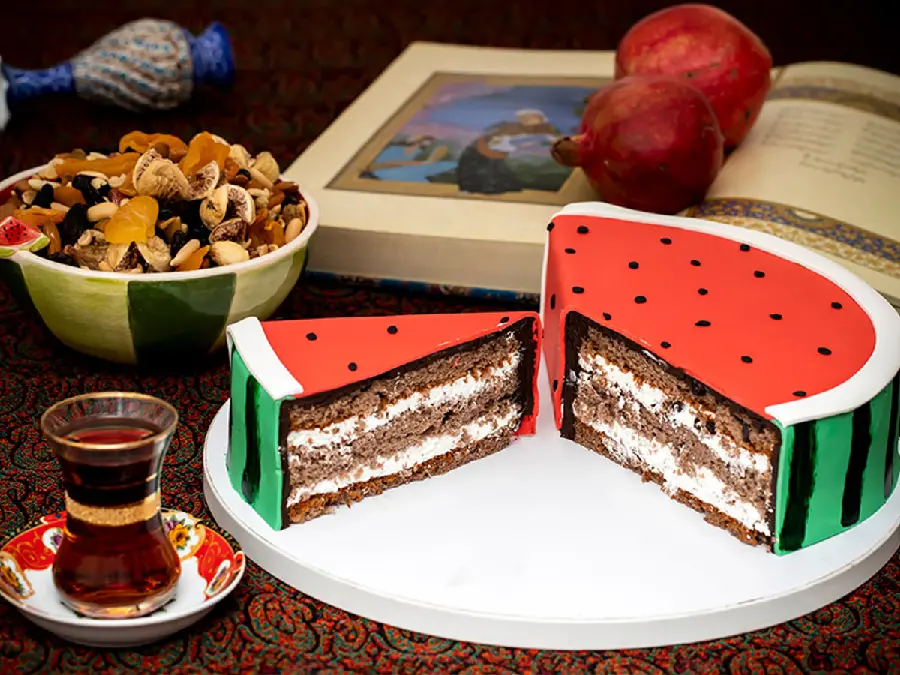 Download HD Image of Yalda Night Cake and Tea