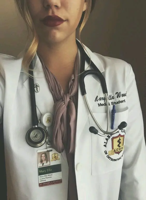 Foreign Female Doctor Selfie in White Coat
