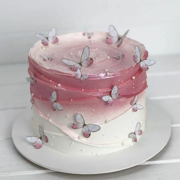 Pink Butterfly Themed Cake For Wedding And Birthday