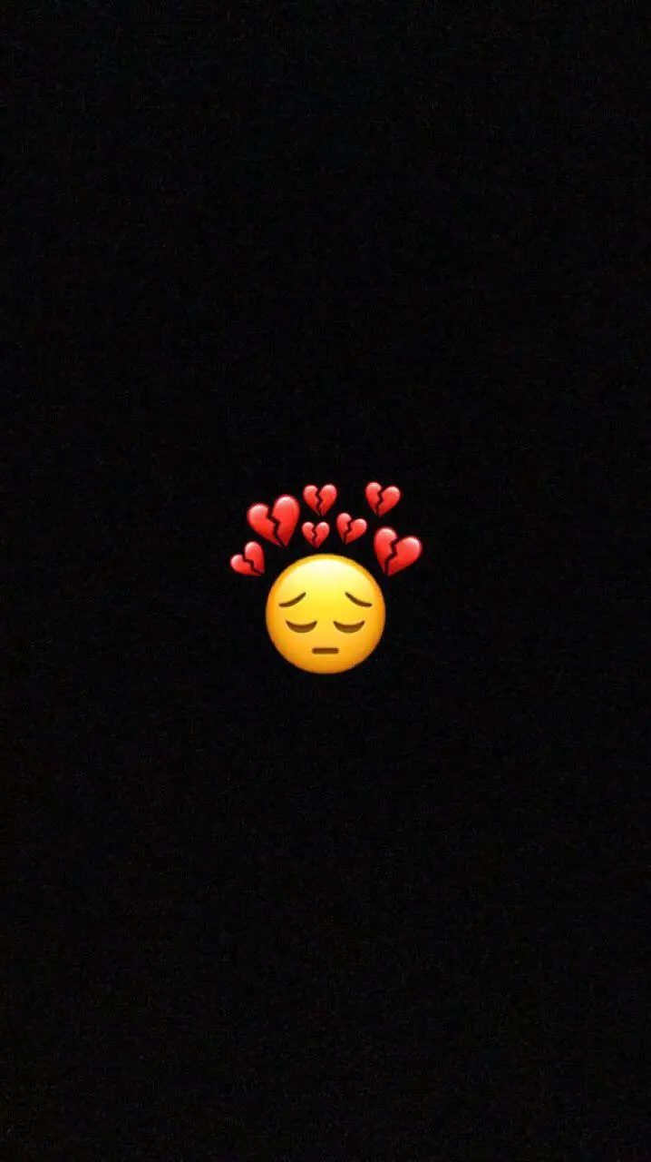 Black Broken Heart Profile Picture with Sad Emoji