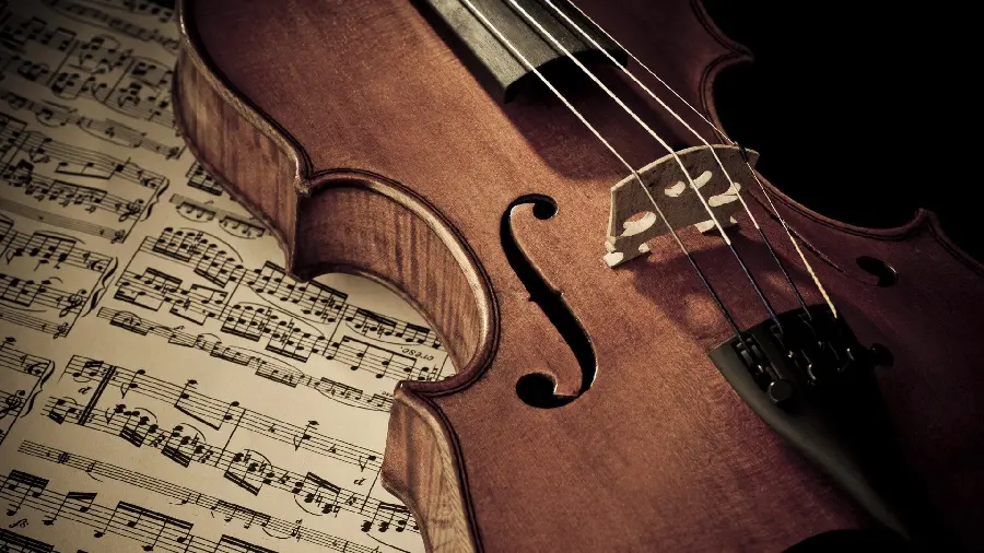 Violin on Music Sheets Wallpaper - Artistic and High-Quality