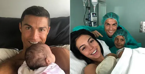 Cristiano Ronaldo with His First Child and Fiancée