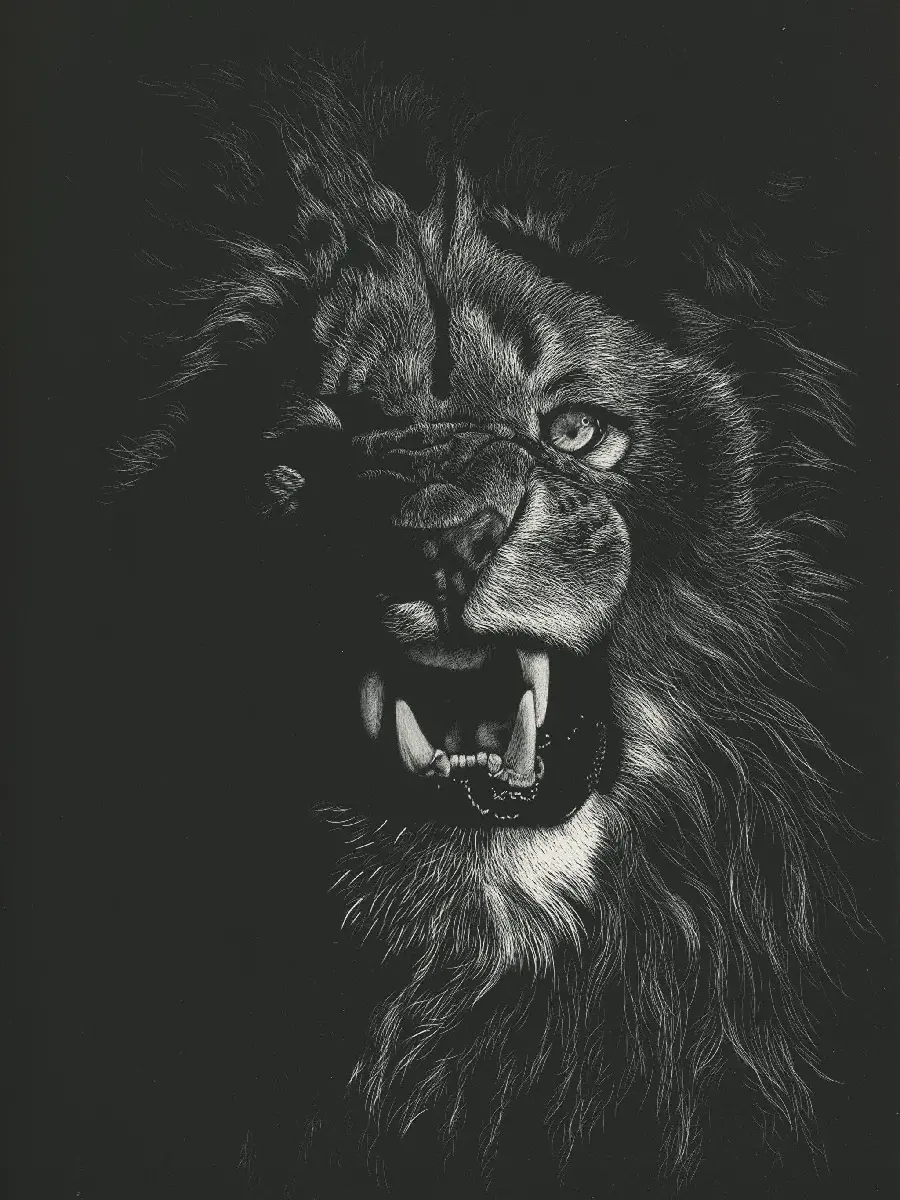 Black and White Lion Image