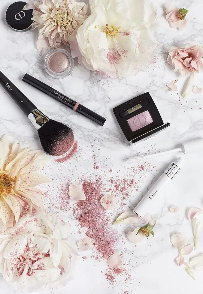 Download Background of Cosmetics and White Flowers for Your Phone