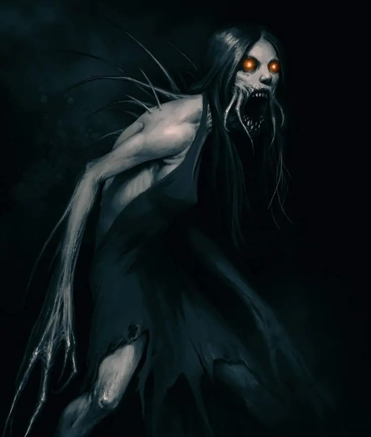 Download Scary Girl with Red Eyes Background