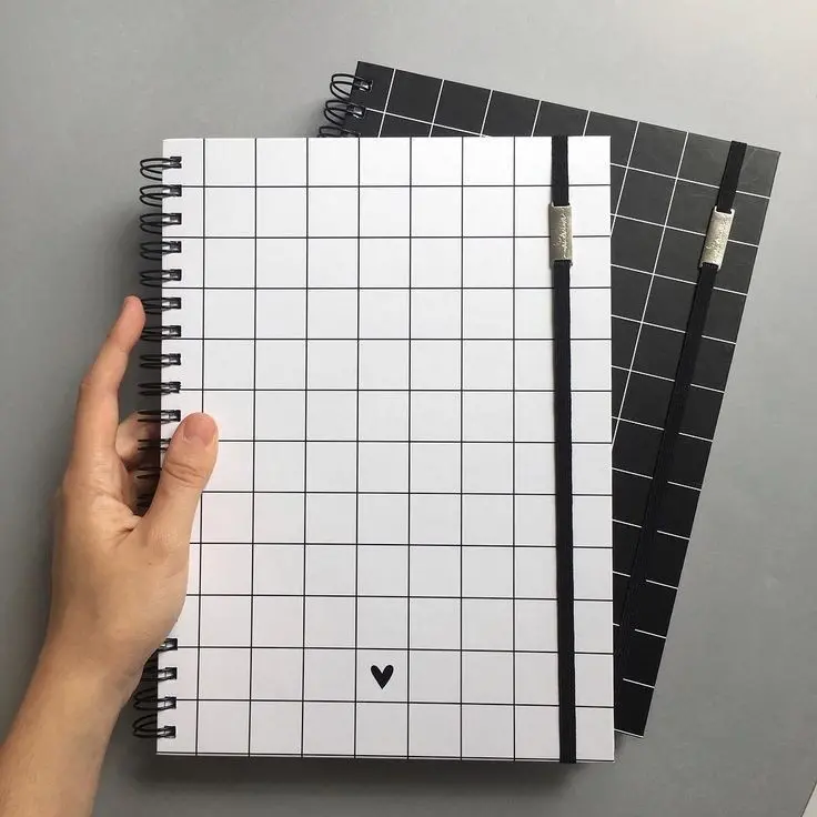 Black and White Grid Design Notebooks - Simple and Functional