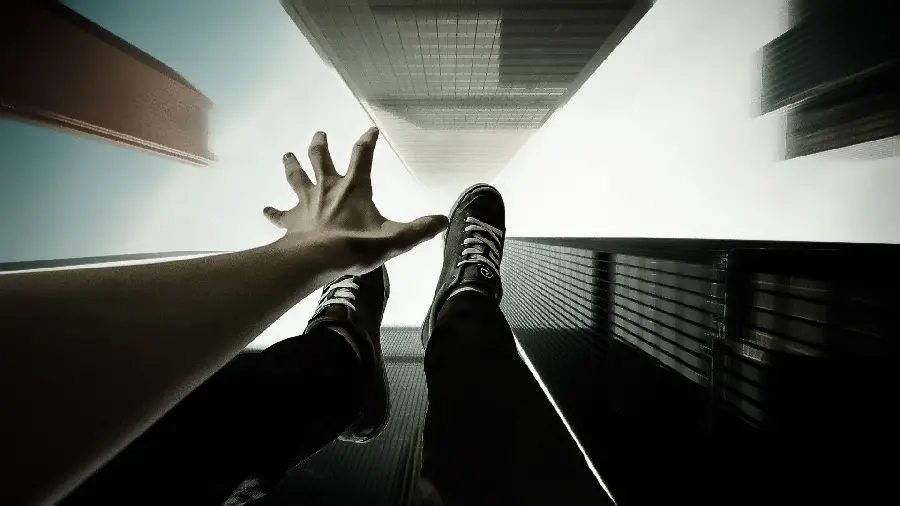 8K Image of a Boy Falling from a Building