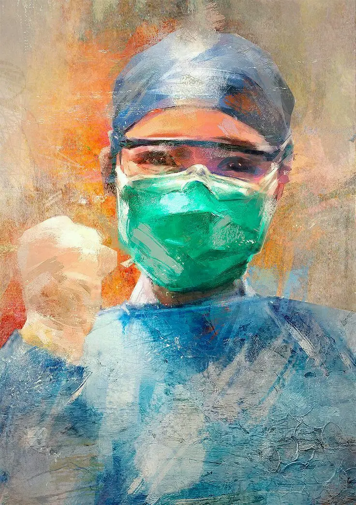 High-Quality Drawing of an Energetic Doctor