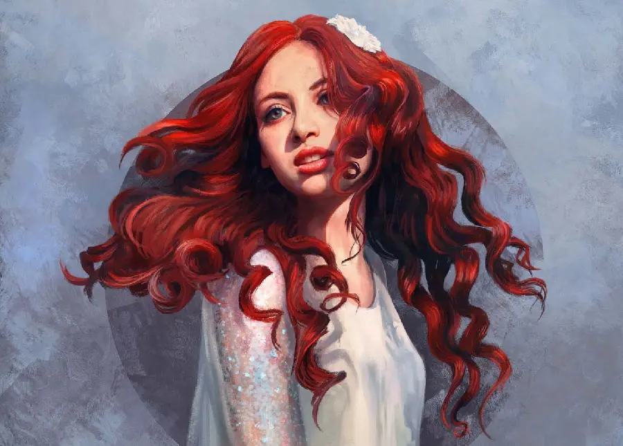 Download Digital Art of a Girl with Short Red Hair