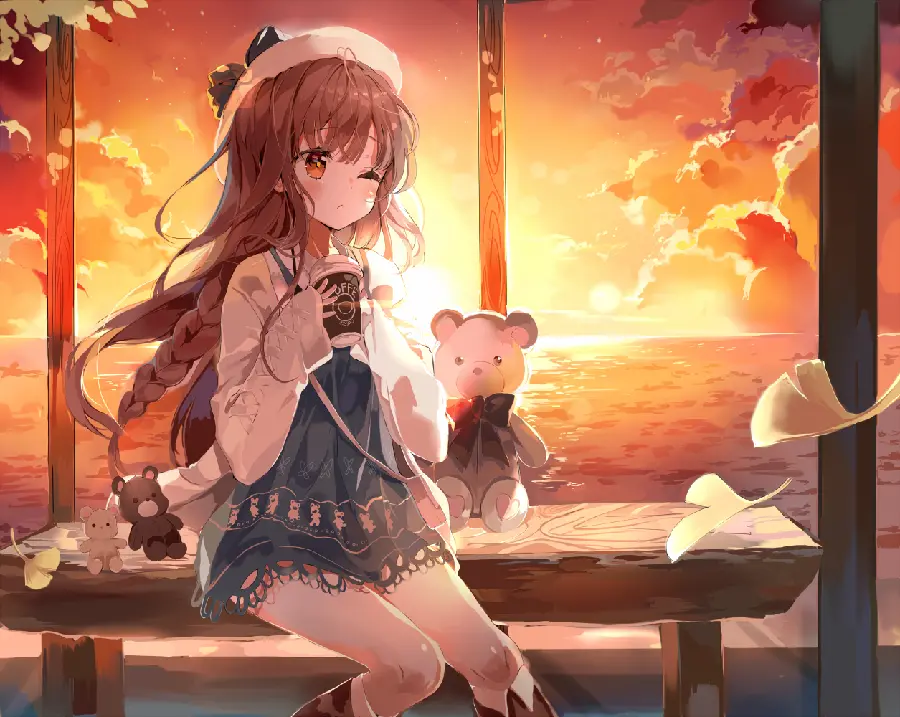 Fantasy Anime Girl with Bubble Tea Photo