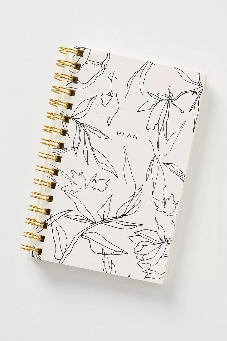 White Floral Design Planner - Beautiful and Unique Notebook