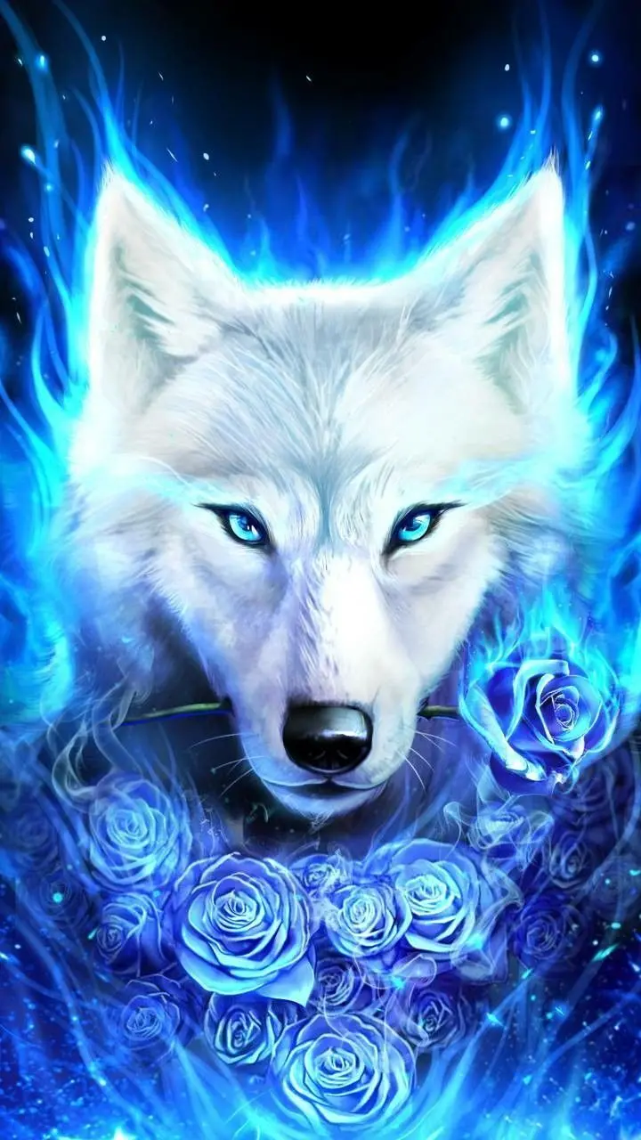 White Wolf with Blue Eyes Wallpaper - Majestic and Beautiful