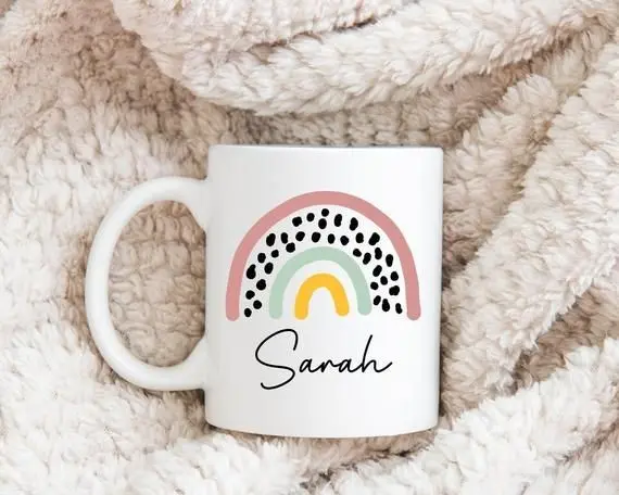 Rainbow Design Minimalist Mug - Simple and Attractive Ceramic Mug