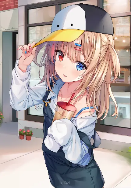 Cute Little Anime Girl with Bubble Tea Photo