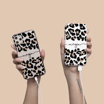 iPhone Case and Power Bank with Leopard Design