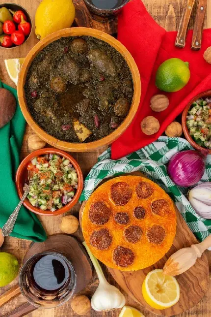 Ghormeh Sabzi with Steamed Rice Image