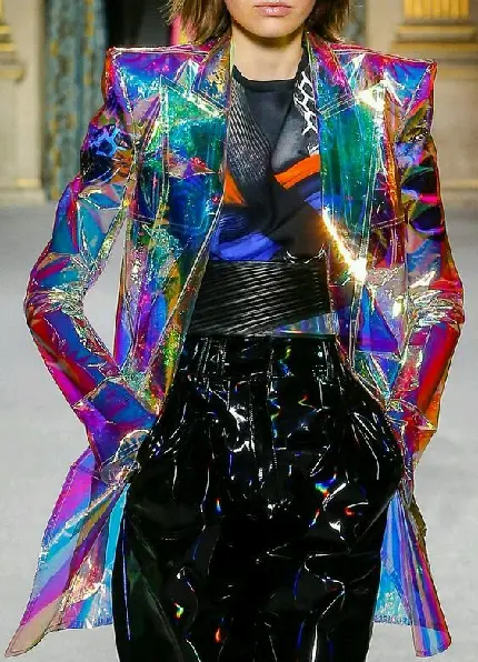 Download High-Quality Background of Model in Holographic Coat