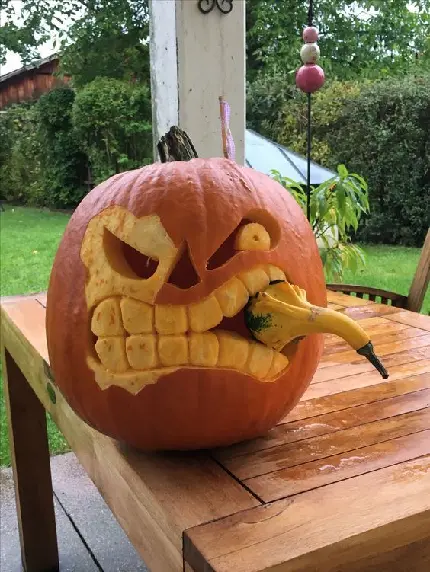 Angry Halloween Pumpkin Photo for Unique Decorations