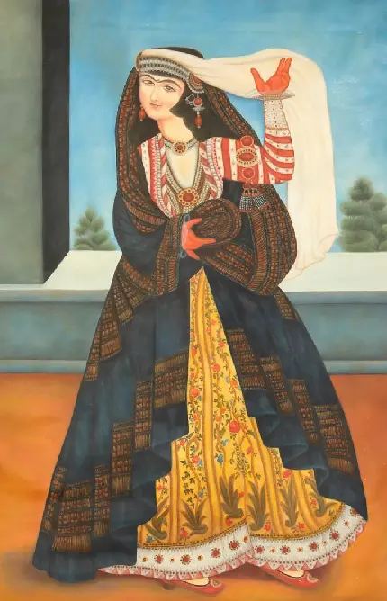 Download Painting of Iranian Woman in Elegant Dress