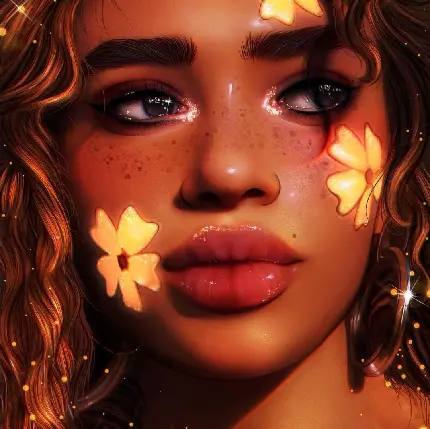 Download Digital Art Profile Picture of a Girl with Yellow on Black Skin