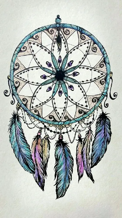 Download Blue Painted Dreamcatcher Wallpaper in 8K Quality