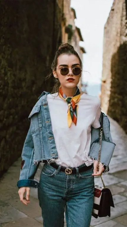 Photo of Bandana Tied in a Knot Around the Neck
