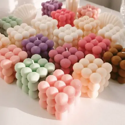 Cube Candles Made from Small Spheres Image
