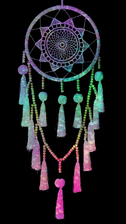 Download High-Quality Dreamcatcher Image with Pink and Blue Pendants
