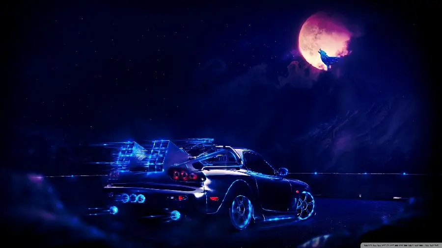 Download a fantasy photo With beautiful neon colors of nature and the sky 