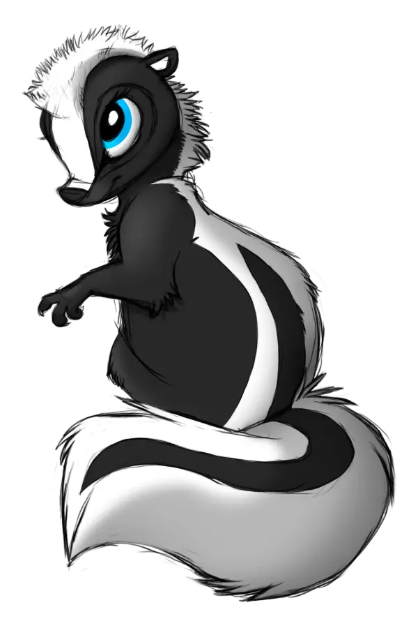 High Quality Cartoon Skunk with Blue Eyes PNG Image