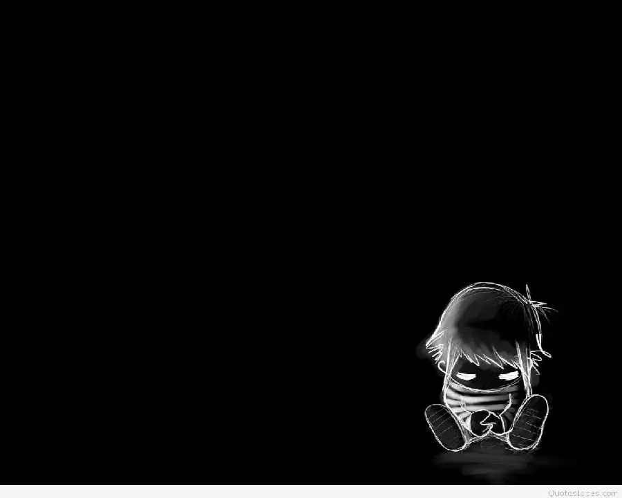 Download a black and dark image with a small drawing next to it for wallpaper 