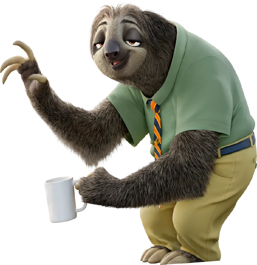 Cartoon Sloth Character Wallpaper PNG