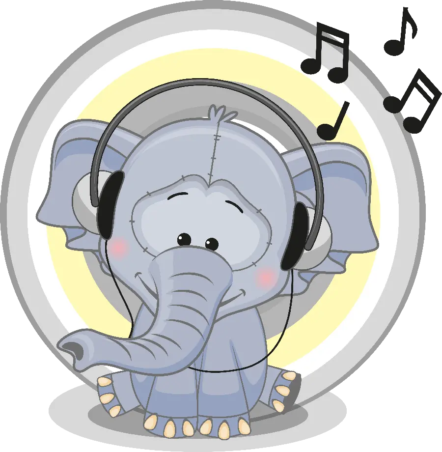 Cute cartoon elephant without background for graphics and printing