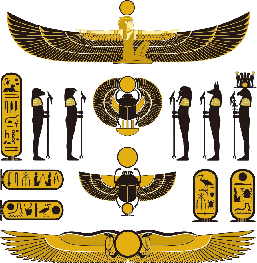 Amazing image of jackal and other ancient Egyptian figures PNG