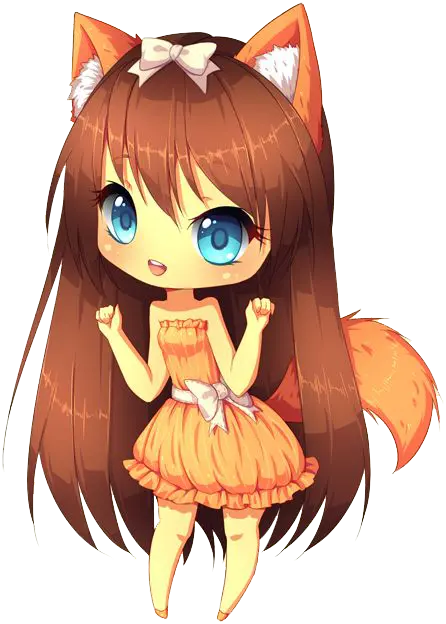 Beautiful Picture of a Fox Drawing of an Anime Girl with Long Hair