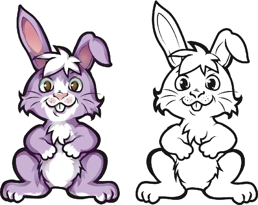 Stock photo without background of a rabbit drawing PNG for printing in a children's coloring book