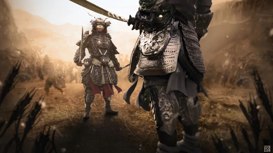 Samurai Costume Background with Artistic Design