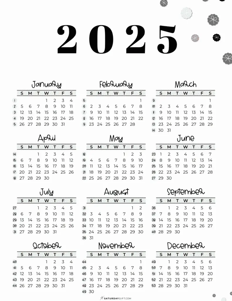 2025 Calendar Image Without Background Vote Print