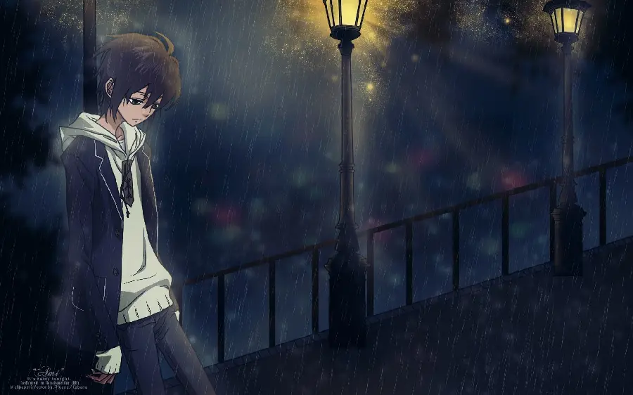 An animated picture of loneliness at night for your profile and wallpaper