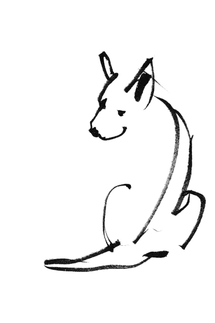 High Quality Black and White Dog Drawing PNG Wallpaper