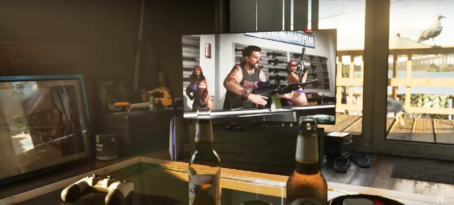 Image of a character with a gun in the game GTA 6 in Full HD quality