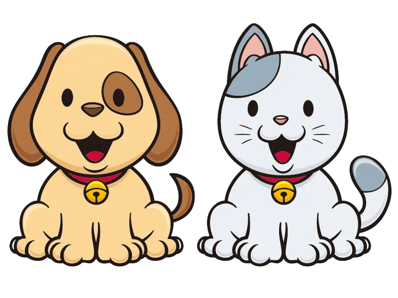 Special and interesting background of cartoon dog and cat painting