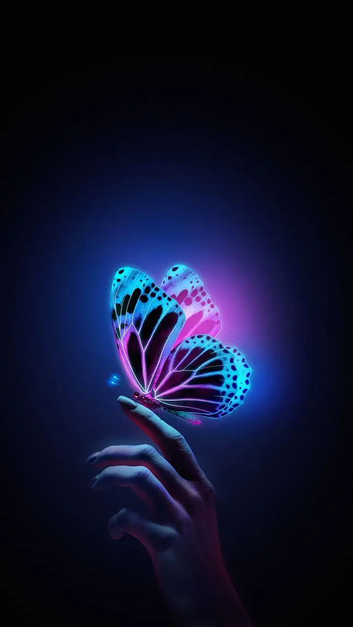 Download wallpaper and background of beautiful and neon butterfly painting Fantasy