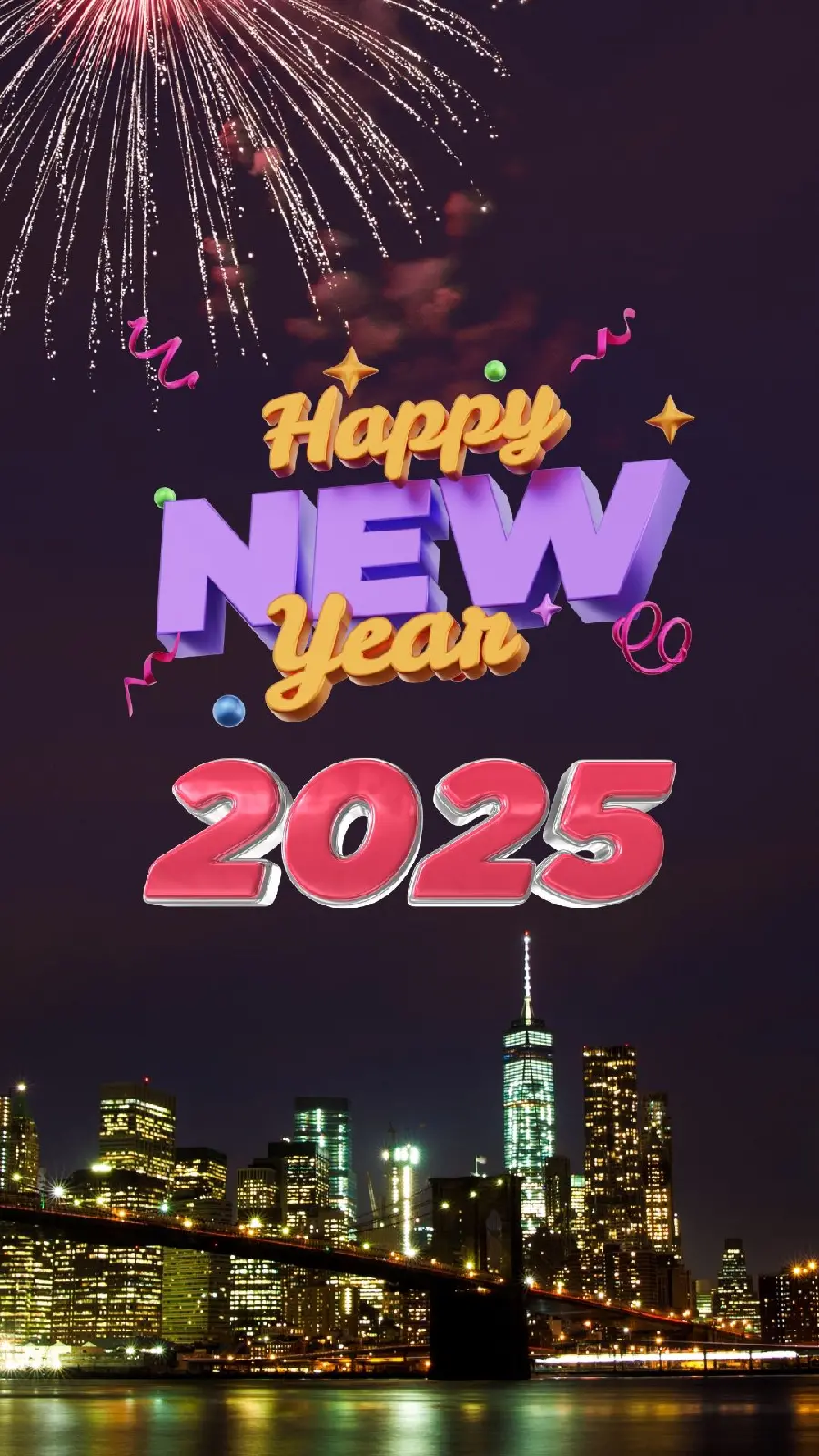 Happy New Year 2025 Photo Text with Stylish Background