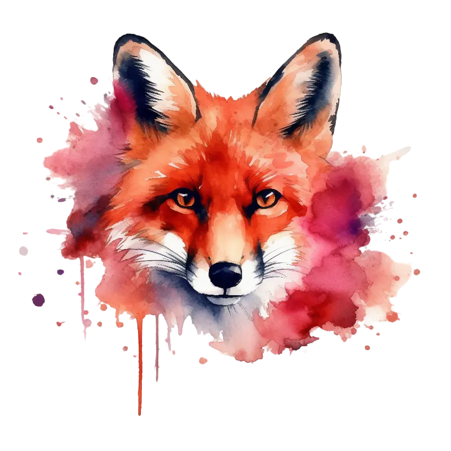 Background image of a fox painting teleported and on a transparent background